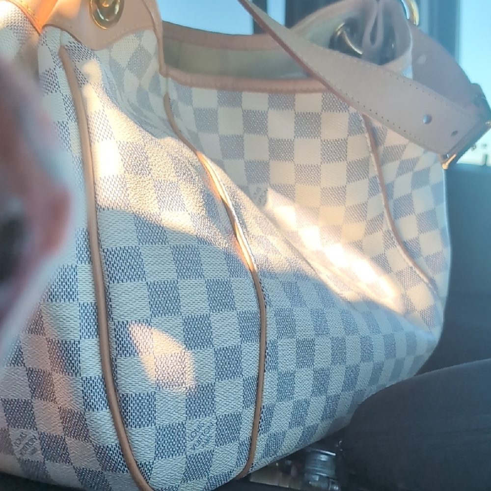 Louis Vuitton White and Blue Checkered Women's Bag